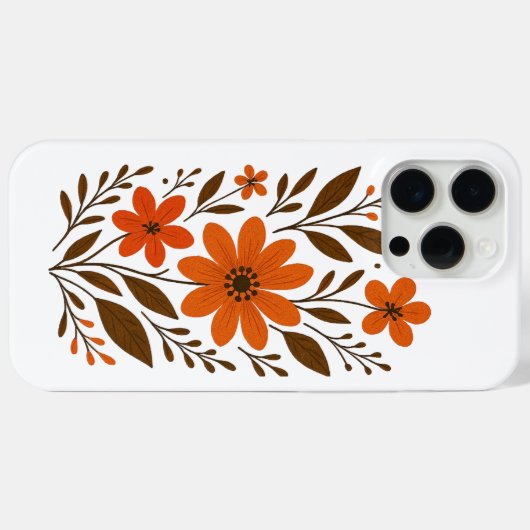 Retro Orange Floral Muster Case-Mate iPhone Hülle (Rückseite (Horizontal))