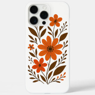 Retro Orange Floral Muster iPhone 16 Pro Max Hülle