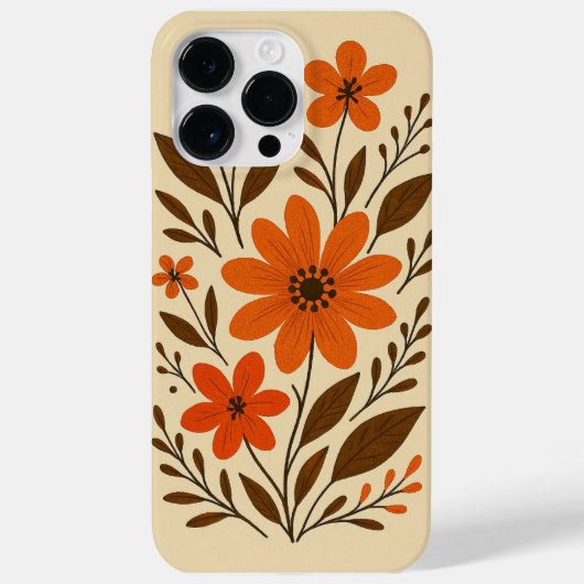 Retro Orange Floral Muster Case-Mate iPhone Hülle (Rückseite)