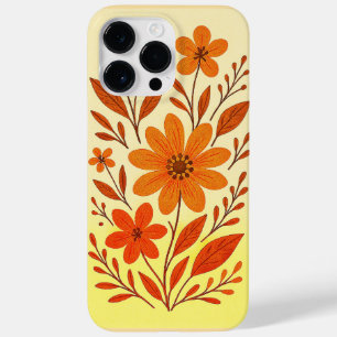 Retro Orange Floral Muster Case-Mate iPhone 14 Pro Max Hülle