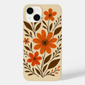 Retro Orange Floral Muster Case-Mate iPhone Hülle (Rückseite)