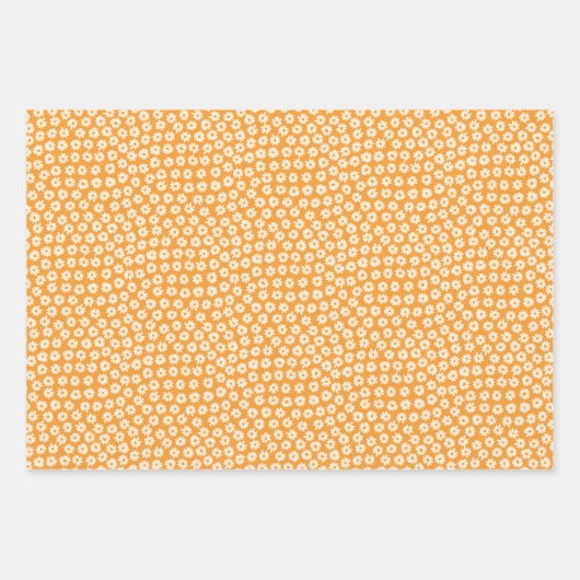 Retro Orange Floral Wrapping Paper Flachblatt Geschenkpapier Set (Vorderseite 3)
