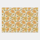 Retro Orange Floral Wrapping Paper Flachblatt Geschenkpapier Set (Vorderseite)