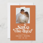 Retro Orange Foto Ankündigung Datum freihalten (Vorderseite)
