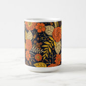 Retro Orange, Gelb, Braun & Navy Floral Muster Kaffeetasse (Mittel)