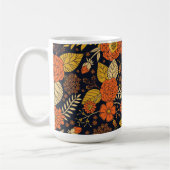 Retro Orange, Gelb, Braun & Navy Floral Muster Kaffeetasse (Links)