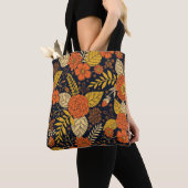 Retro Orange, gelb, Brown u. Marine-Blumenmuster Tasche (Von Nahem)