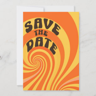 Retro Orange Gelb Foto Termin vormerken Save The Date