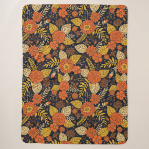 Retro Orange, Gelb & Marineblume Sherpadecke