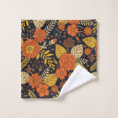 Retro Orange, Gelb und Navy Badhandtuch Set (Waschlappen)