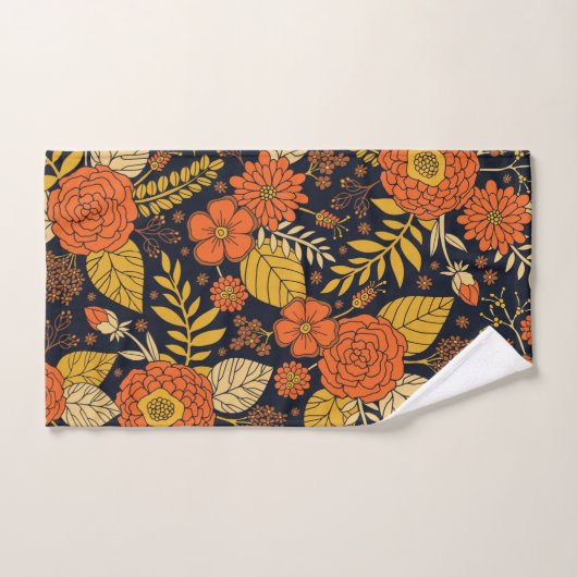 Retro Orange, Gelb und Navy Badhandtuch Set (Handtuch)