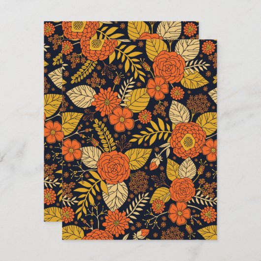 Retro Orange, Gelb und Navy Mitteilungskarte (Vorne/Hinten)