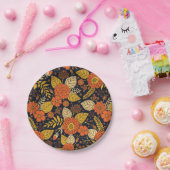 Retro Orange, Gelb und Navy  Pappteller (Party)