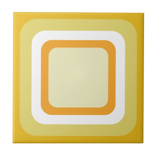 Retro Orange Gelb Weiß Fliese (Vorderseite)