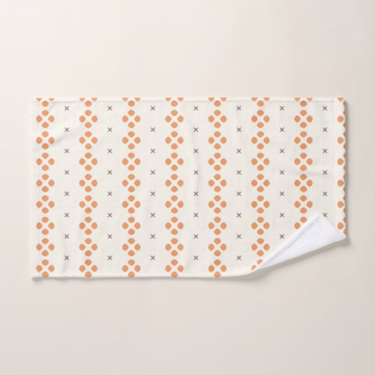 Retro Orange Geometric Dot Pattern Badhandtuch Set (Handtuch)