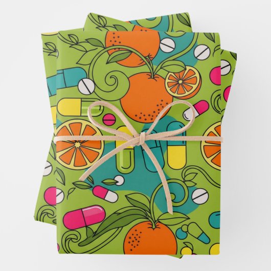 Retro Orange Geschenkpapier Set (Beispiel)