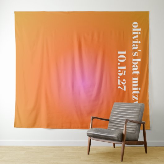 Retro Orange Gradient Bat Mitzvah Custom Backgroun Wandteppich (Beispiel (Horizontal))