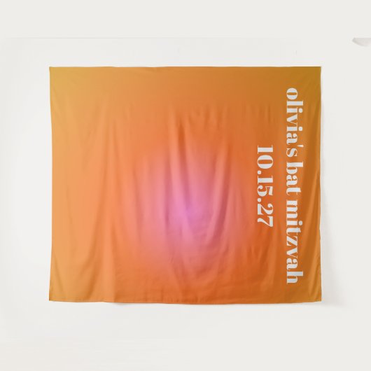 Retro Orange Gradient Bat Mitzvah Custom Backgroun Wandteppich (Vorderseite (Horizontal))