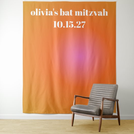 Retro Orange Gradient Bat Mitzvah Custom Backgroun Wandteppich (Beispiel)