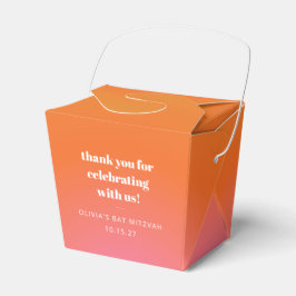 Retro Orange Gradient Bat Mitzvah Custom Thank You Geschenkschachtel