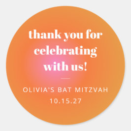Retro Orange Gradient Bat Mitzvah Custom Vielen Da Runder Aufkleber