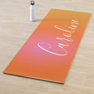 Retro Orange Gradient   Personalisierter Schriftna Yogamatte