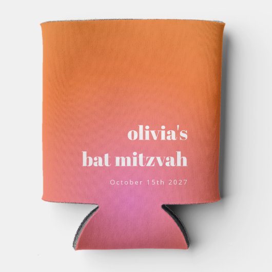 Retro Orange Gradient Unique Bat Mitzvah Custom Dosenkühler (Vorderseite)