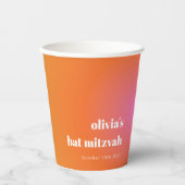 Retro Orange Gradient Unique Bat Mitzvah Custom Pappbecher (Vorderseite)