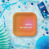 Retro Orange Gradient Unique Bat Mitzvah Custom Pappteller (Party)