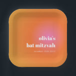 Retro Orange Gradient Unique Bat Mitzvah Custom Pappteller<br><div class="desc">Retro Orange rosa glänzende einzigartige Bat Mitzvah Custom Paper Teller</div>