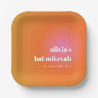 Retro Orange Gradient Unique Bat Mitzvah Custom