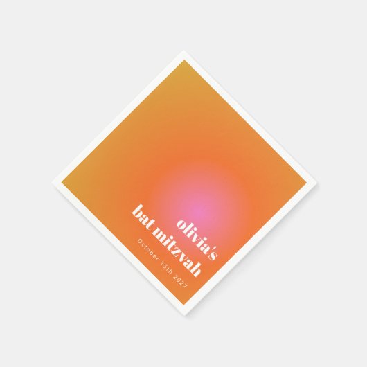 Retro Orange Gradient Unique Bat Mitzvah Custom Serviette (Ecke)