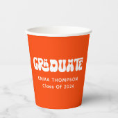 Retro Orange Graduate Class of 2024 Pappbecher (Vorderseite)