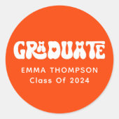 Retro Orange Graduate Class of 2024 Runder Aufkleber (Vorderseite)