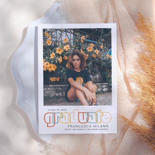 Retro | Orange Graduate Foto Ankündigung