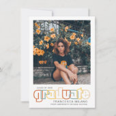 Retro | Orange Graduate Foto Ankündigung (Vorderseite)