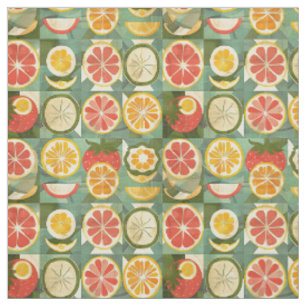 Retro Orange, Grapefruit und Erdbeere Stoff