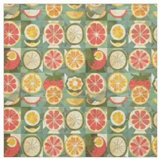 Retro Orange, Grapefruit und Erdbeere Stoff