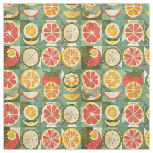 Retro Orange, Grapefruit und Erdbeere Stoff (Muster)