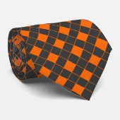 Retro Orange Gray Japan Geometric Schachbrett Patt Krawatte (Gerollt)