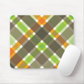 Retro Orange Green Brown Kariert Mousepad (Mit Mouse)