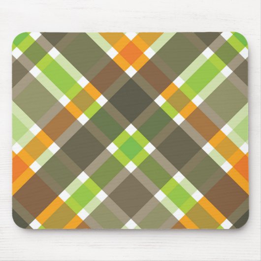 Retro Orange Green Brown Kariert Mousepad (Vorne)