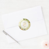 Retro Orange Green Combo Pattern Hochzeitsticker Runder Aufkleber (Umschlag)