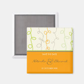Retro Orange Green Fun Scribbles Save the Date Magnet (Vorderseite/Rückseite)