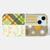 Retro Orange Green Kariert Pattern Dots Scribbles Case-Mate iPhone Hülle (Rückseite (Horizontal))