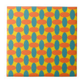 Retro Orange Green Oval Geometric Muster Fliese (Vorderseite)