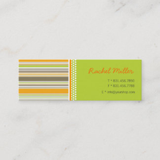 Retro Orange Green Stripes Muster Visitenkarte
