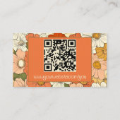 Retro Orange Groove Floral Calling Card Telefonnummerkarte (Rückseite)