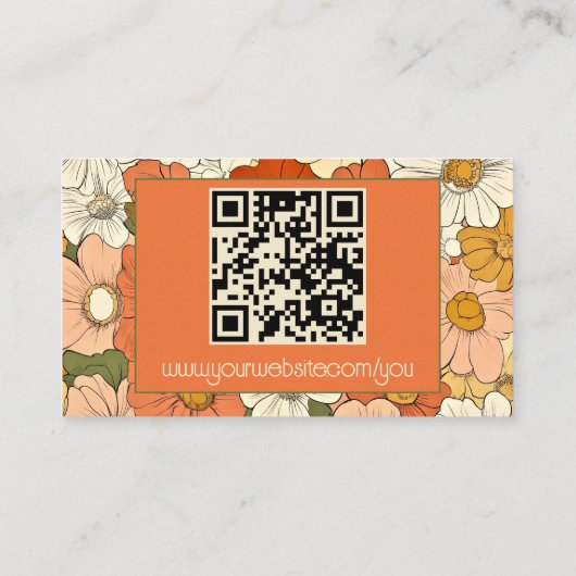 Retro Orange Groove Floral Calling Card Telefonnummerkarte (Rückseite)