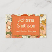 Retro Orange Groove Floral Calling Card Telefonnummerkarte (Vorderseite)